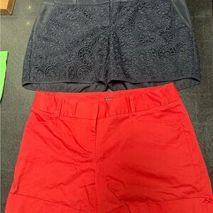 2 Pair - Express Coral Shirts ( flawed) and The Limited Navy Lace Shorts size 2
